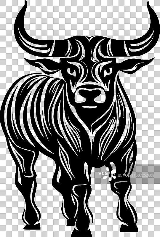 公牛极简扁平风标志图片素材