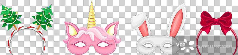 嘉年华或派对头饰和面具套装图片素材