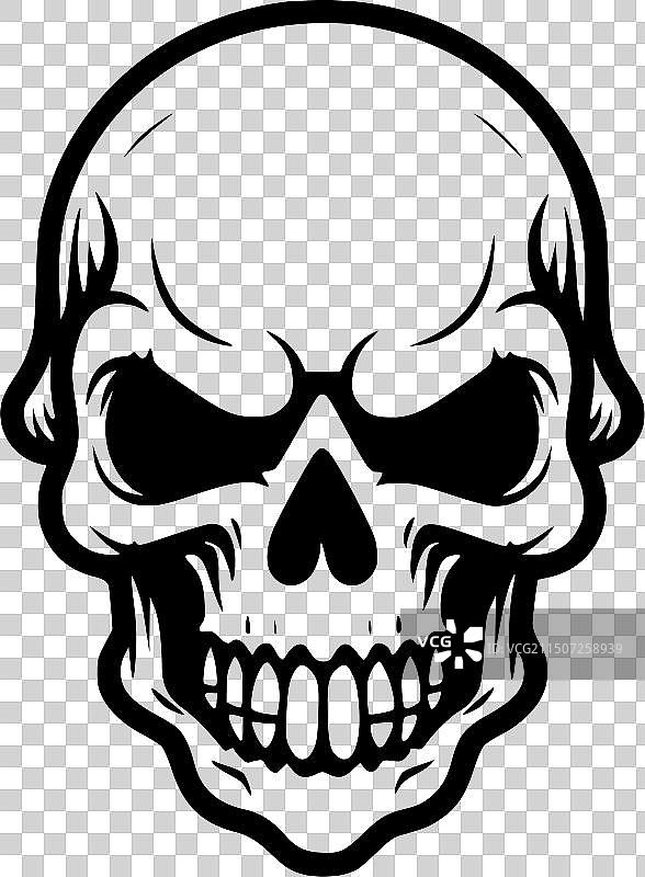 骷髅-黑色和白色孤立的图标图片素材