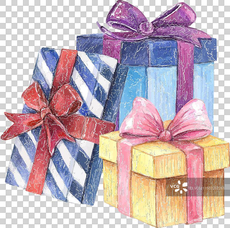 礼品盒水彩画生日礼物图片素材