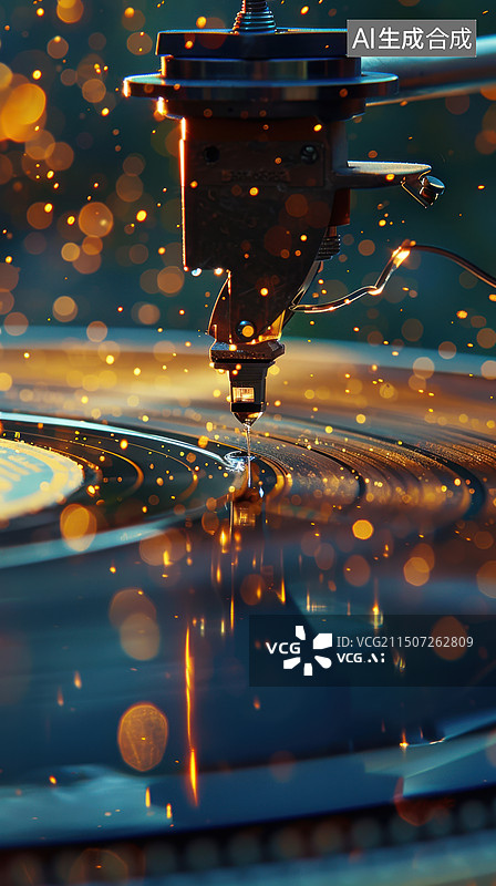 【AI数字艺术】转台上播放唱片特写镜头图片素材