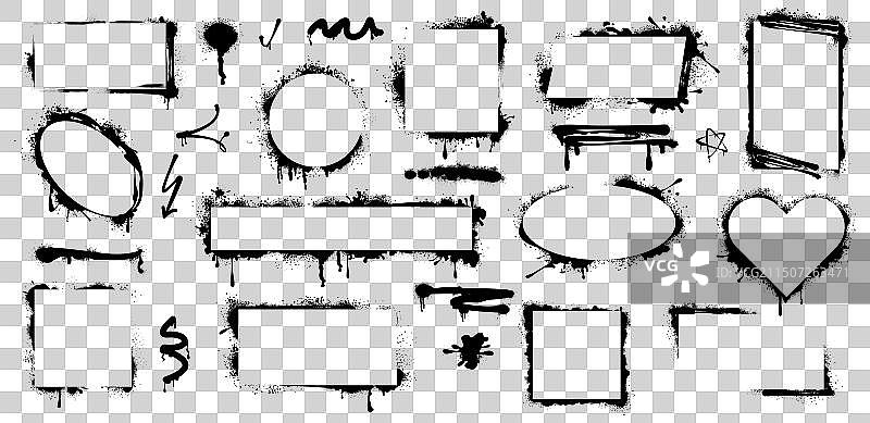 喷漆黑色涂鸦模板边框图片素材