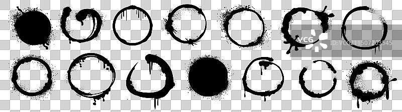 带滴和污点的喷漆黑圈图片素材