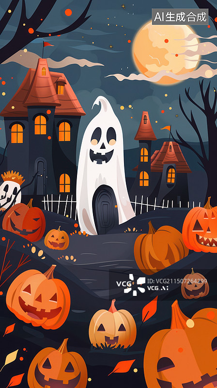 【AI数字艺术】万圣节可爱的南瓜图片素材