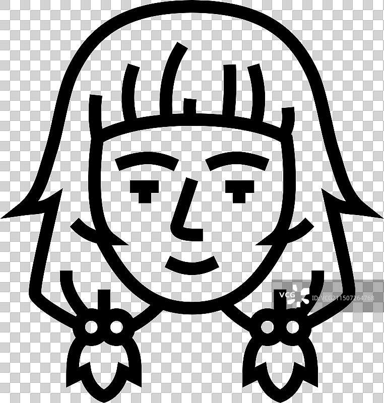 宅女头像线性图标图片素材