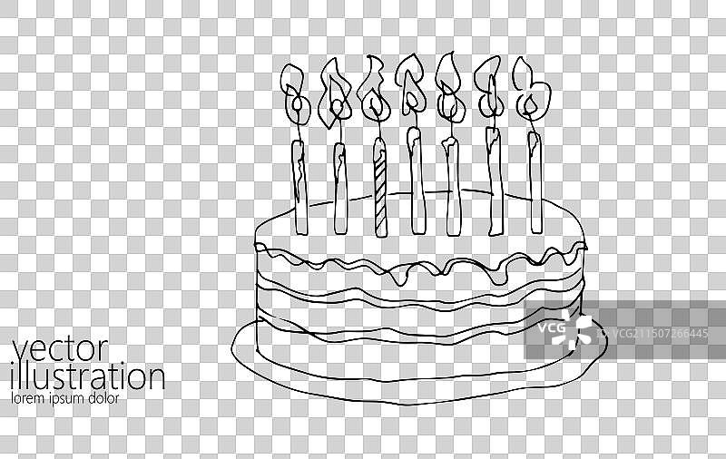 一线连续生日蛋糕与蜡烛图片素材
