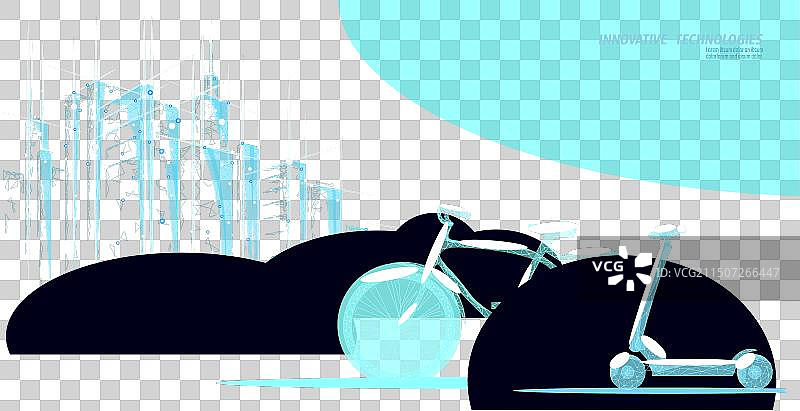 电动滑板车低多边形设计环保图片素材