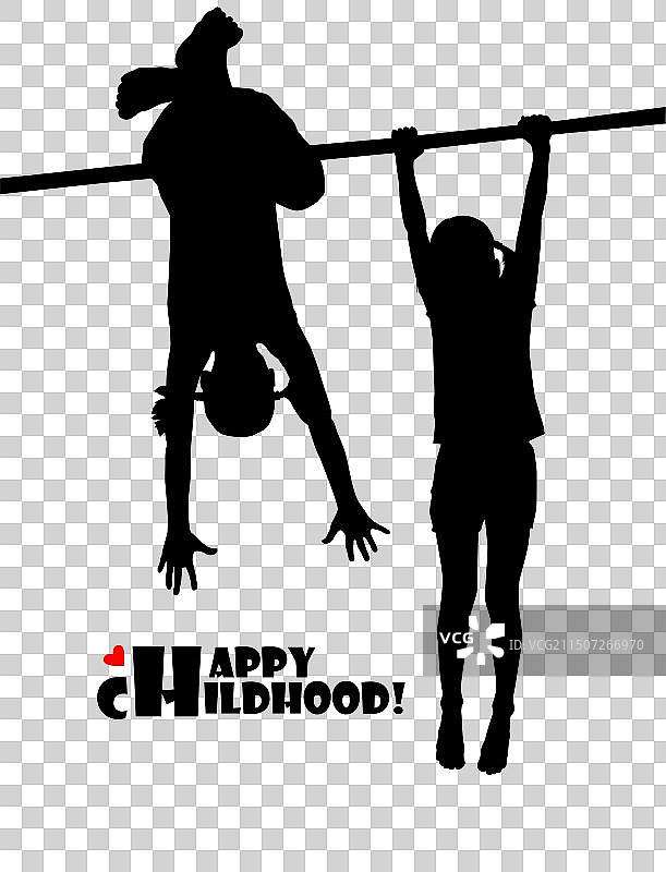 在单杠上运动的女孩轮廓图片素材