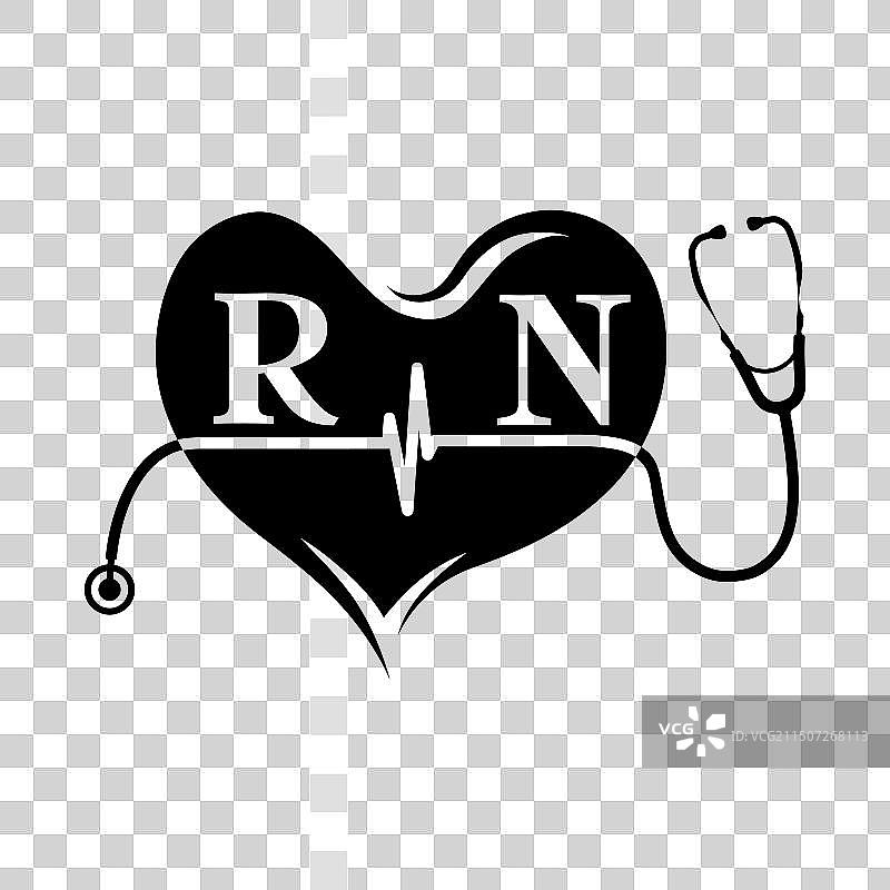 RN护士心形标签听诊器设计图片素材