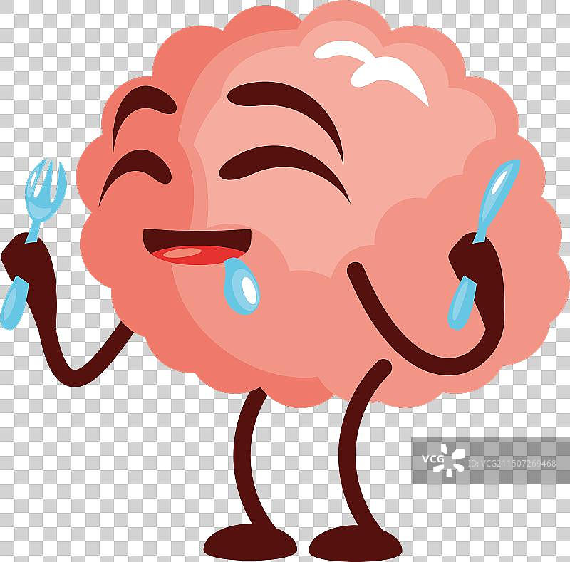 可爱的大脑拿着刀和叉图片素材