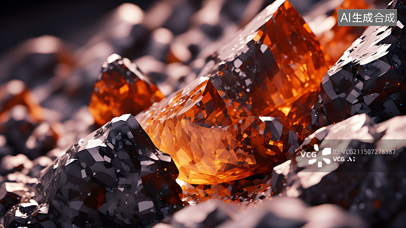 【AI数字艺术】抽象概念自然矿产资源，抽象晶体矿石图片素材