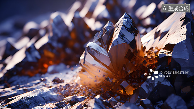 【AI数字艺术】抽象概念自然矿产资源，抽象晶体矿石图片素材