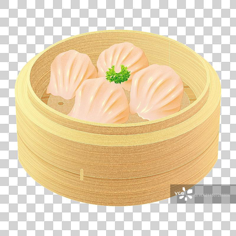 广式早茶点心水晶虾饺皇插画元素图片素材
