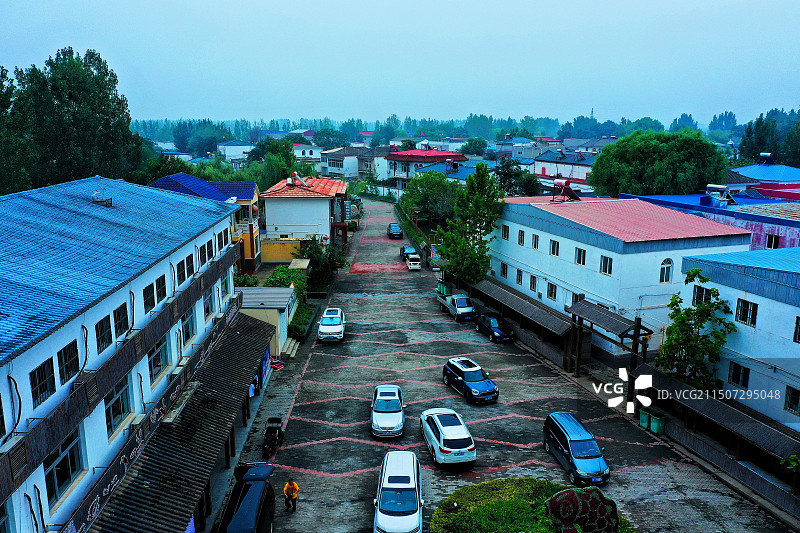 蓝天碧水客船游，荷塘芦苇芙蓉秀航拍美景醉眼眸邵庄子图片素材