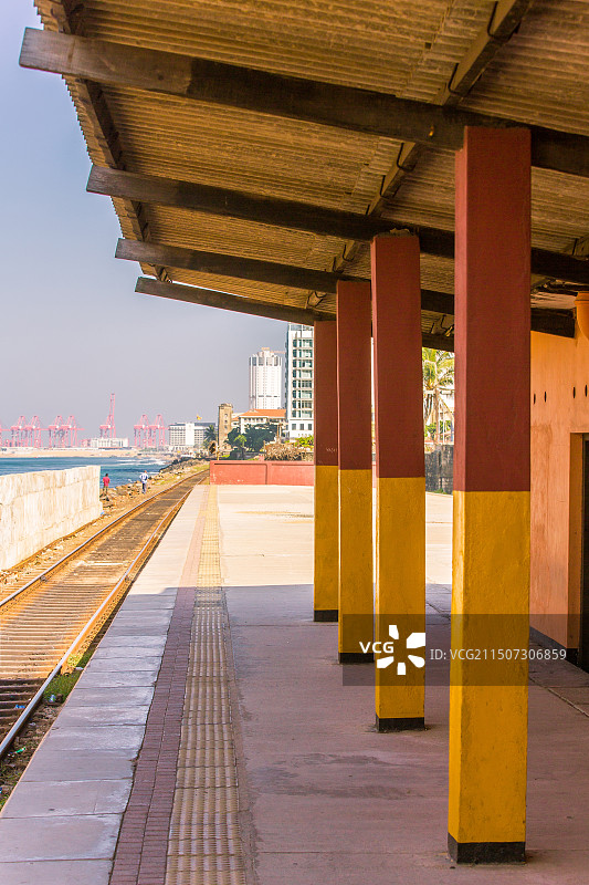 斯里兰卡首都科伦坡海滨火车站景观图片素材