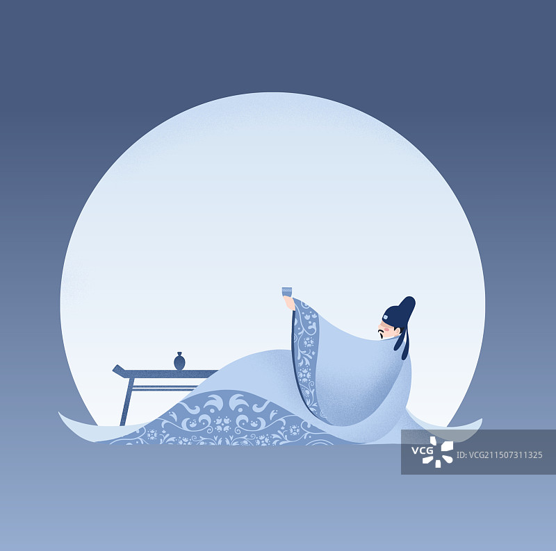 李白诗画古风-月下酌图片素材