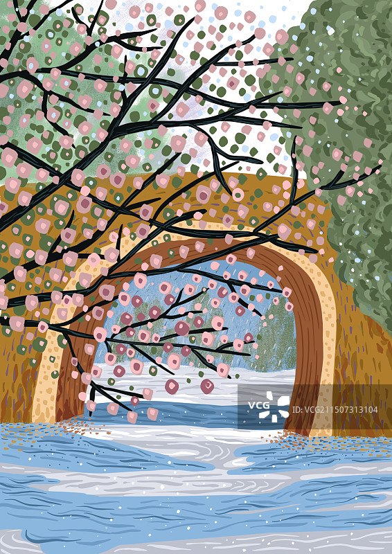 小桥流水风景图片素材