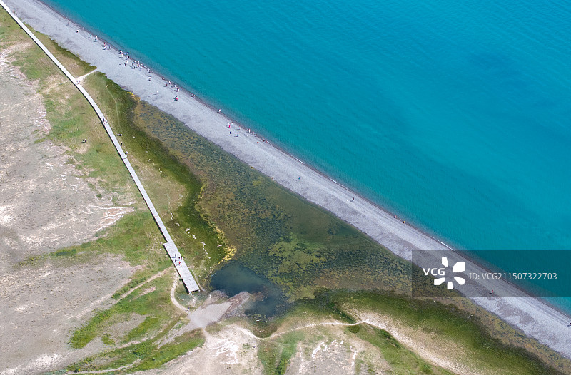 新疆风景——美丽的赛里木湖航拍全景图图片素材