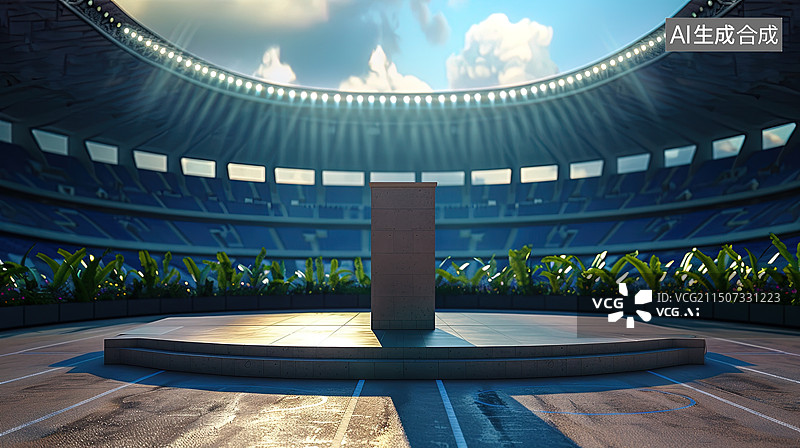 【AI数字艺术】体育场中的领奖台和讲台图片素材