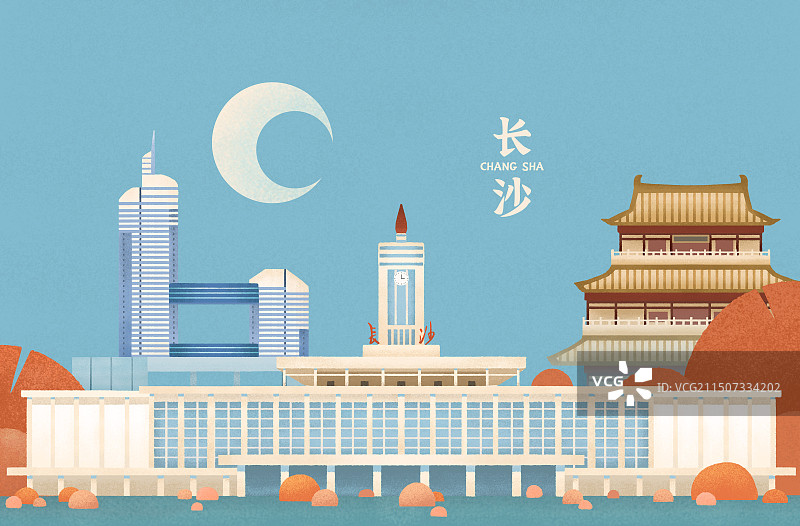 湖南省长沙地标天电视台火车站杜甫江阁图片素材