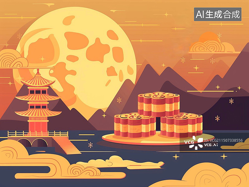 【AI数字艺术】中秋节插画图片素材