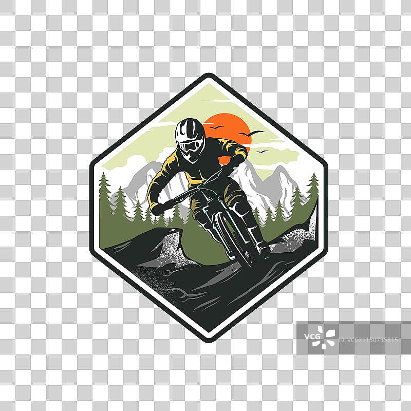 山地自行车logo设计：极限速降骑行者图片素材