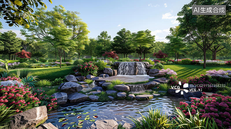 【AI数字艺术】园林景观设计效果图图片素材