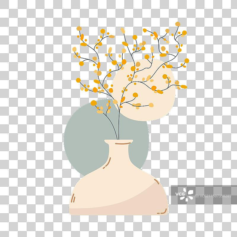 陶瓷花瓶中的干花花束图片素材