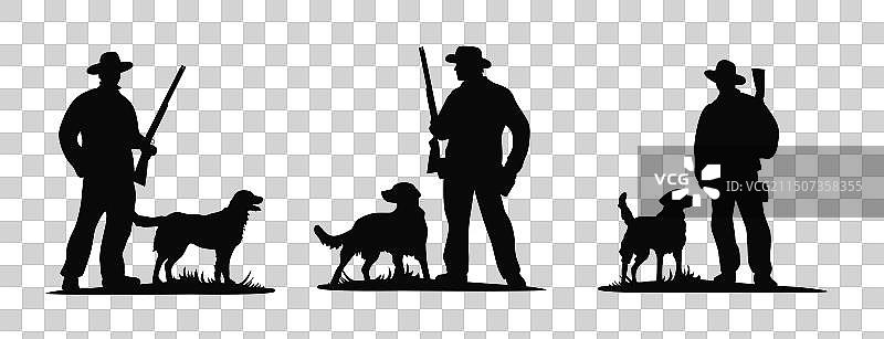 猎人与狗的轮廓图片素材