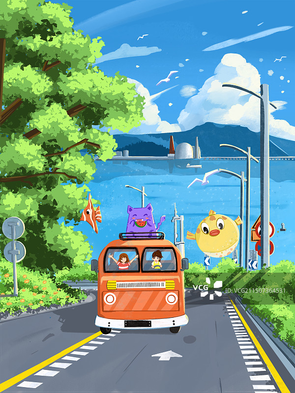 夏日海边的童话世界图片素材