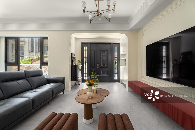 轻法式室内空间别墅豪宅客厅门厅厨房餐厅卫生间楼梯娱乐厅休闲室卧室起居室院子图片素材