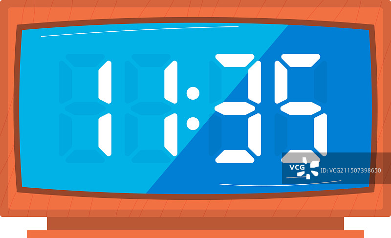 橙色数字时钟蓝色显示屏显示十一点图片素材