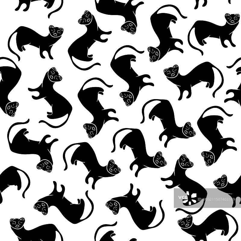 黑白雪貂图案剪影图片素材