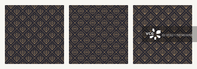 复古花纹无缝图案套装图片素材