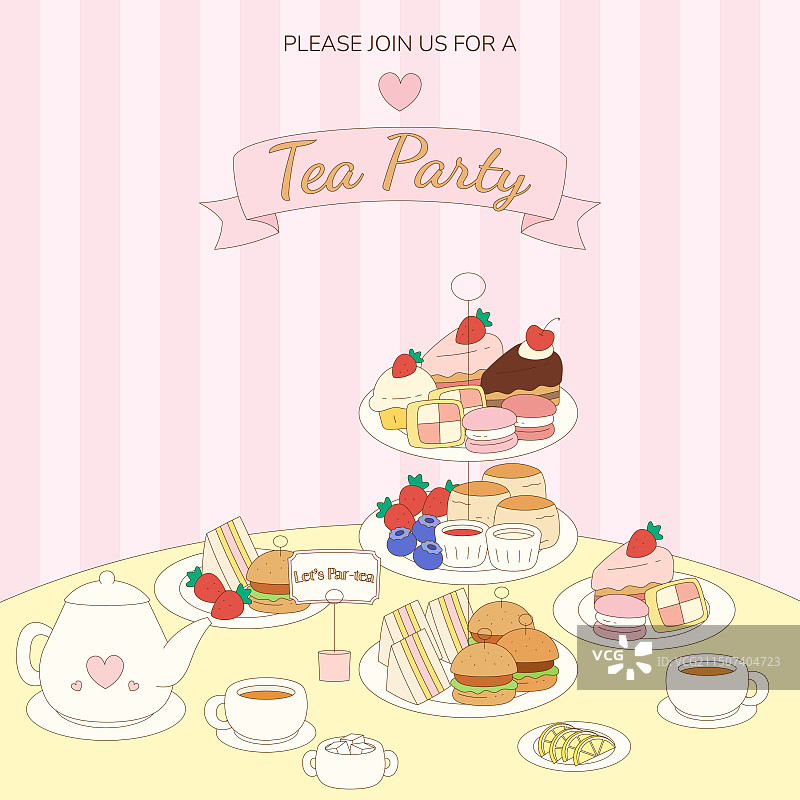 可爱的茶话会邀请函1图片素材
