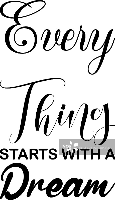 一切都始于梦想黑色字母引言图片素材