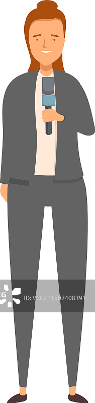 女记者站立并拿着一个图片素材