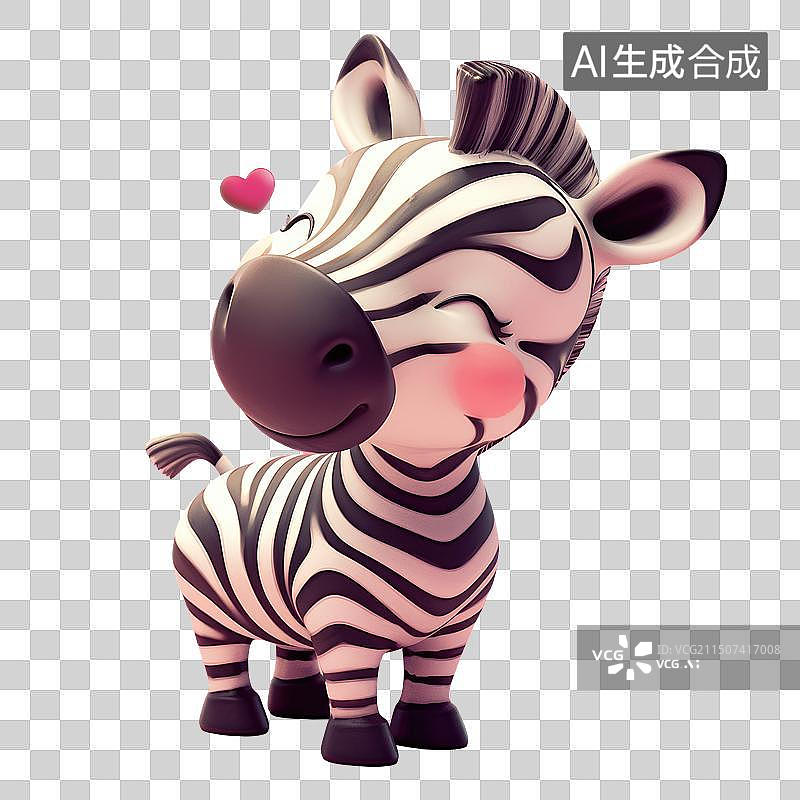 【AI数字艺术】可爱的斑马3d卡通形象免抠元素图片素材