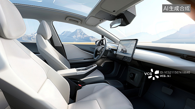 【AI数字艺术】未来自动驾驶汽车内景图片素材