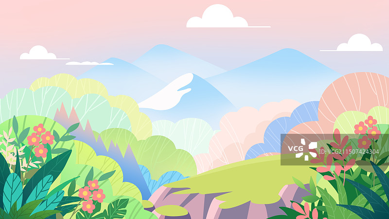 清新情人节浪漫情侣约会旅游出行踏青背景矢量插画图片素材