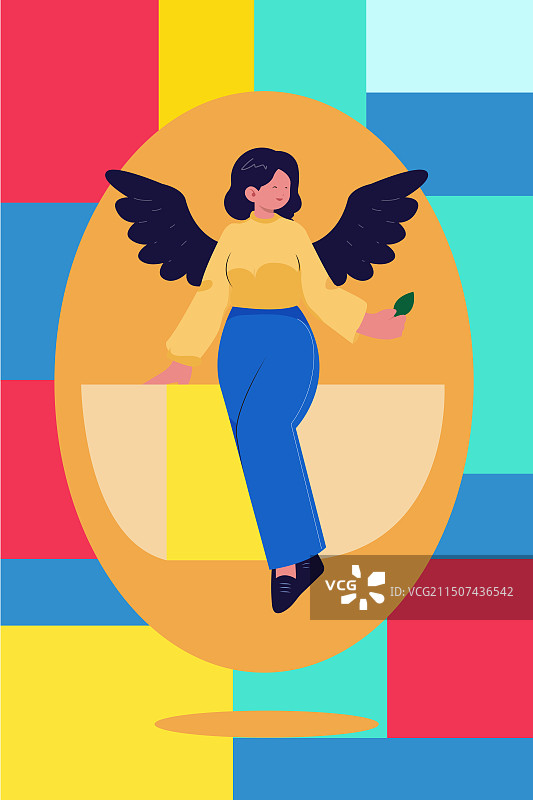 有翅膀的辫子女孩图片素材