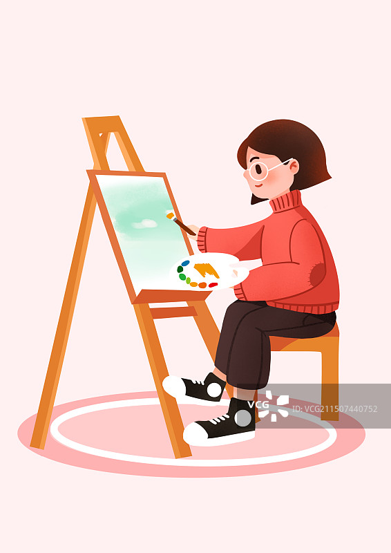 卡通可爱画画人物插画图片素材