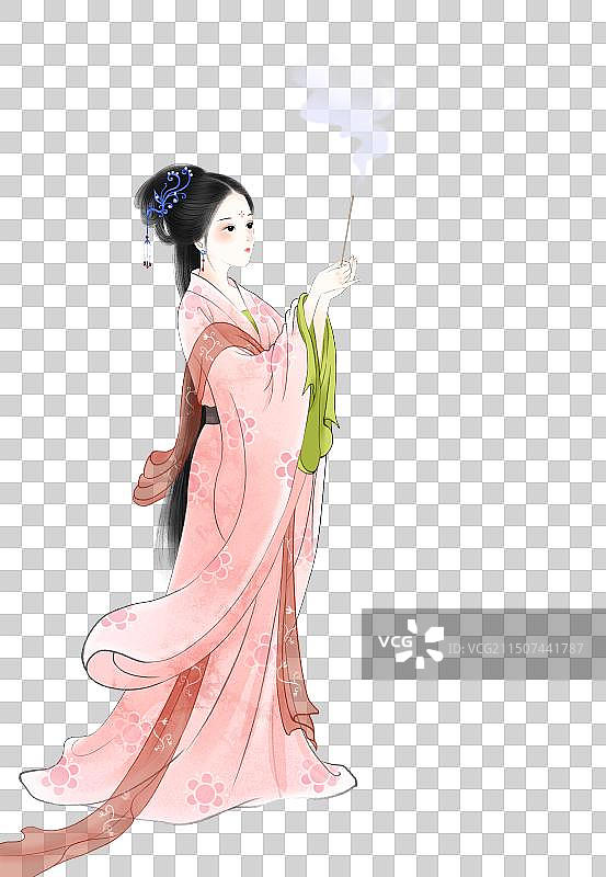 貂蝉拜月人物元素图片素材