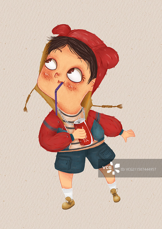 喝饮料的可爱小孩图片素材