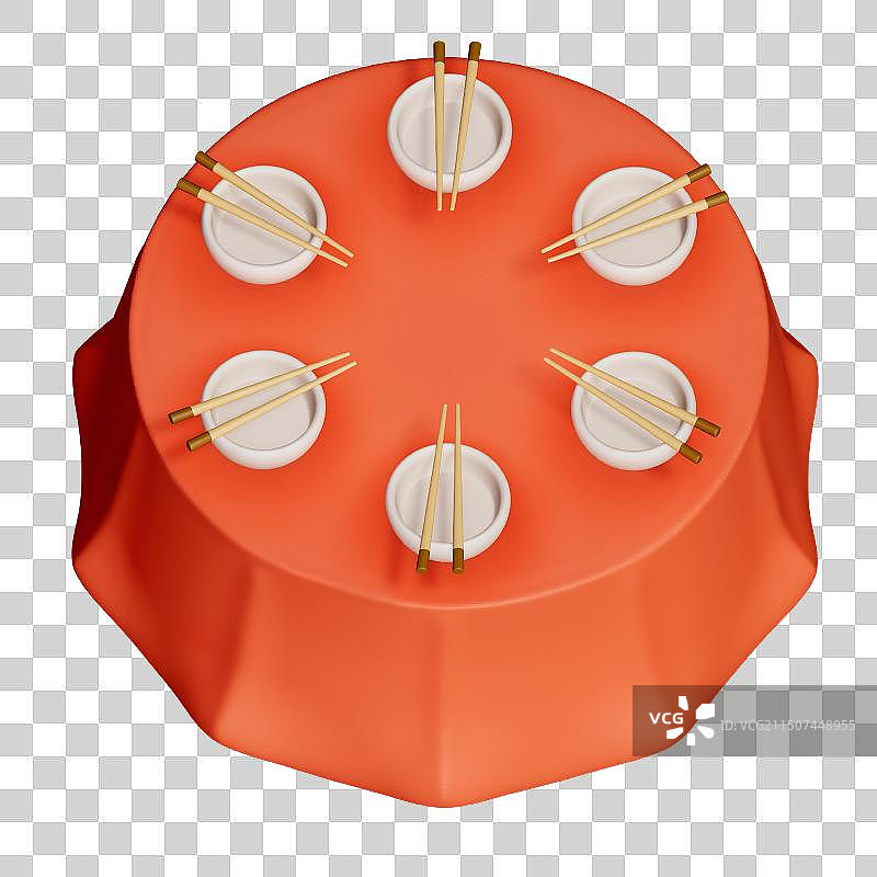 一桌宴席3D卡通插画元素图片素材