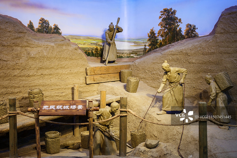 江苏姜堰博物馆|天目山遗址展示厅遗址复原图片素材