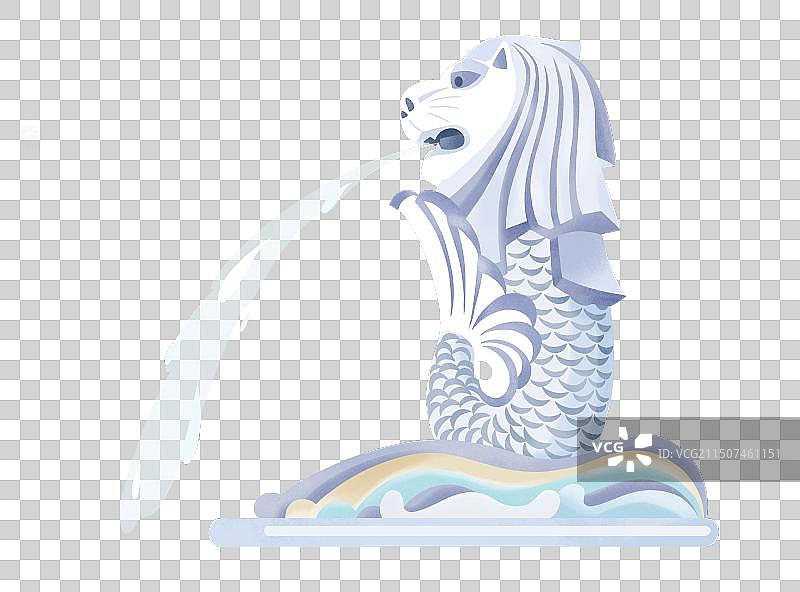 城市插画元素新加坡地标鱼尾狮图片素材