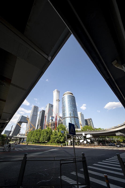 北京国贸CBD建筑群街道现代都市图片素材