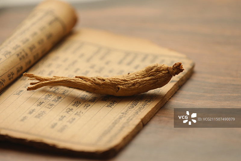 人参，医书，中医药，特写，无人，横图图片素材