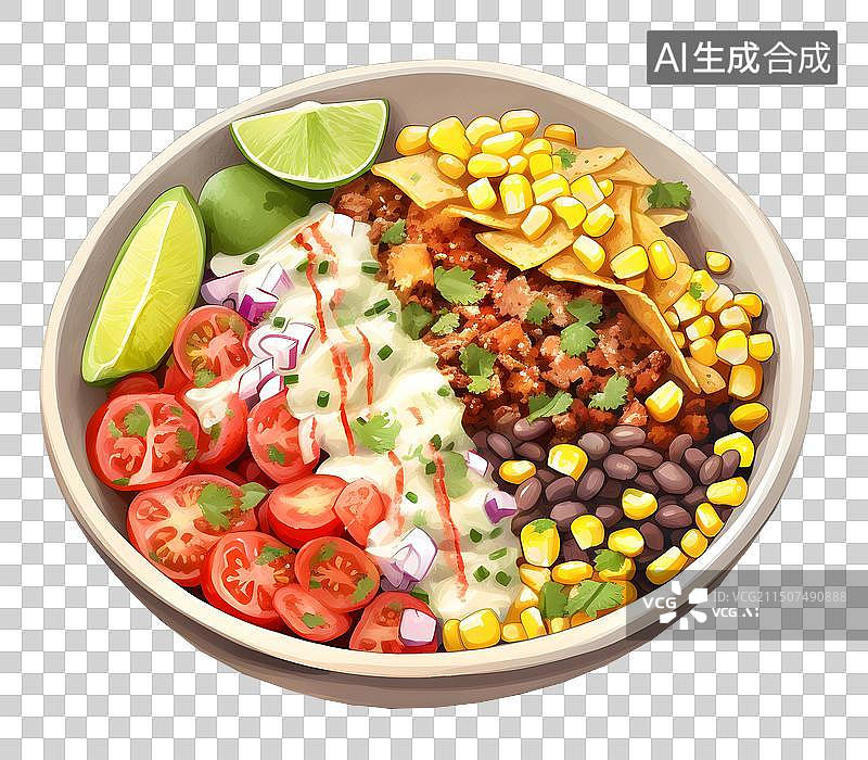 【AI数字艺术】减脂餐 沙拉 插画图片素材